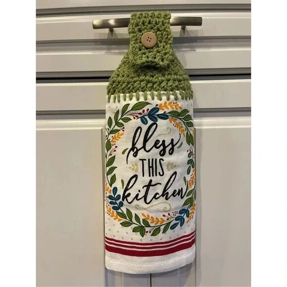 Crochet Top Kitchen Towel- Bless this Kitchen - Picture 1 of 3